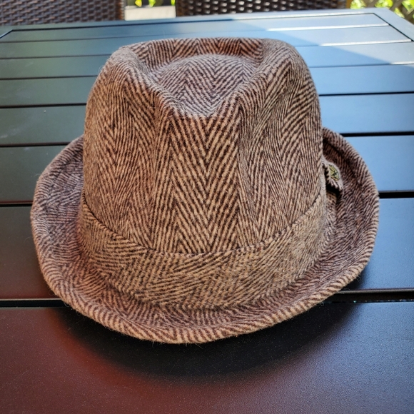 Epoch Herringbone Gray Tweed Fedora 100% Wool Size S/M Country Gent Grandpacore - Picture 5 of 11